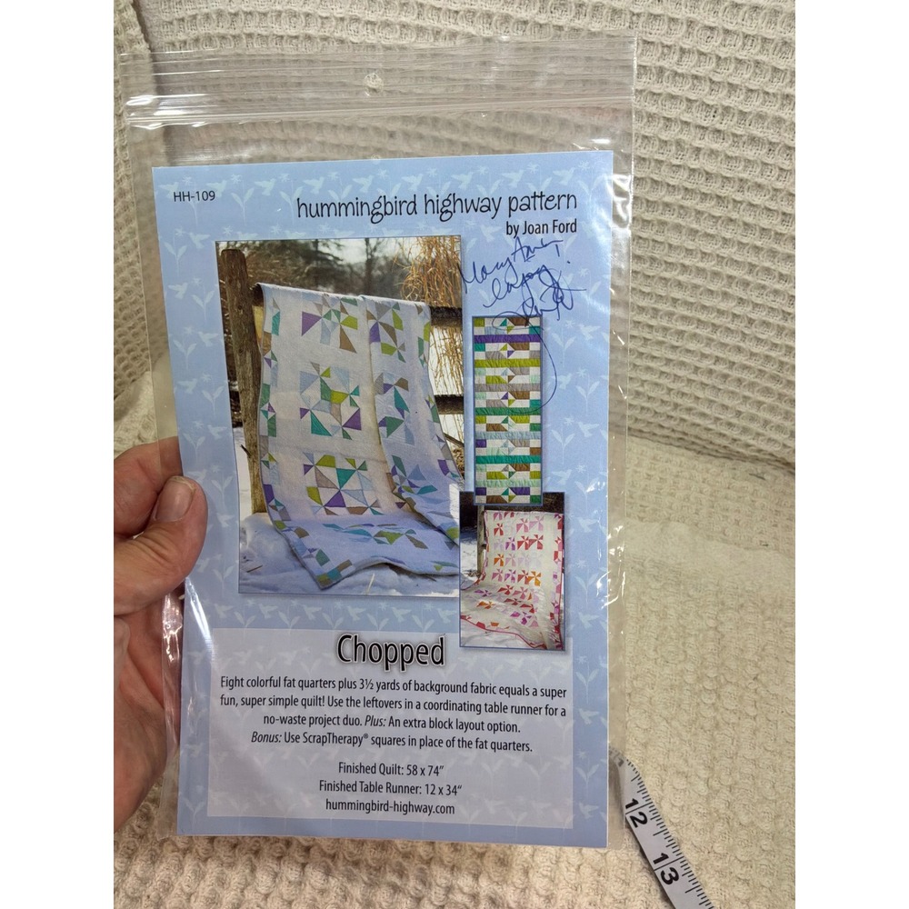 Quiltcore Unisex Joan Ford Hummingbird Highway Chopped Quilt Pattern OS Blue